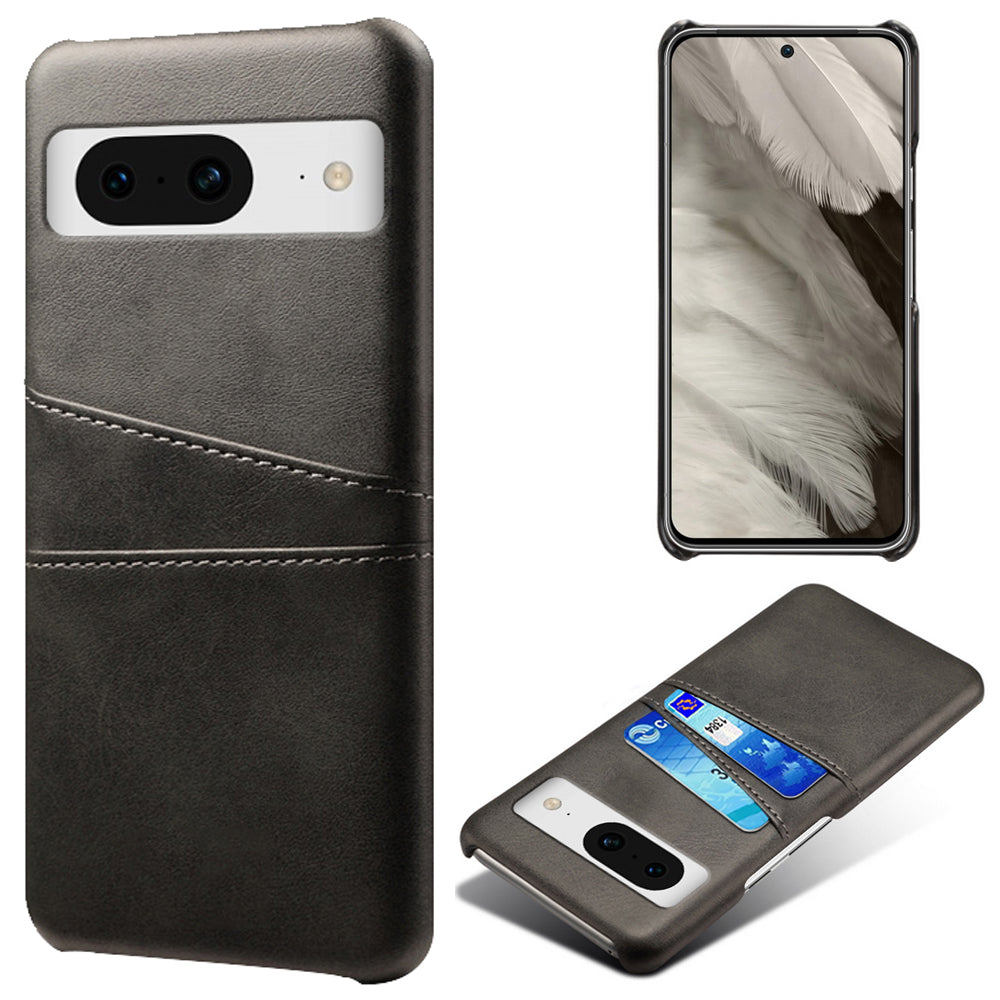 For Google Pixel 8 Case Leather Coated PC Ultra-Thin Shell with 2 Card Holders For Google Pixel 8 Case Leather Coated PC Ultra-Thin Shell with 2 Card Holders